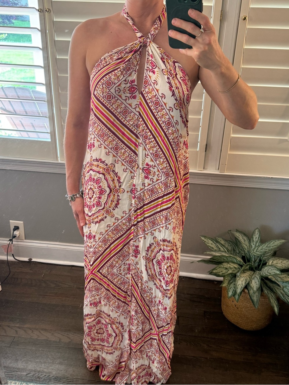 White Floral Strappy Sundress with Pink Accents